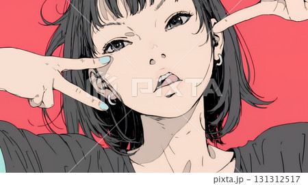 あっかんべー：舌を出して思いっきり相手を馬鹿にしている様子 131312517