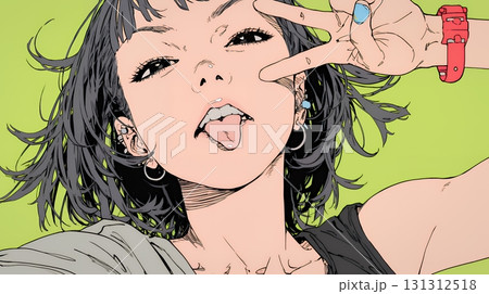 あっかんべー：舌を出して思いっきり相手を馬鹿にしている様子