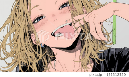 あっかんべー：舌を出して思いっきり相手を馬鹿にしている様子