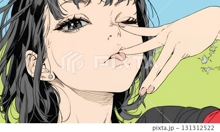 あっかんべー：舌を出して思いっきり相手を馬鹿にしている様子