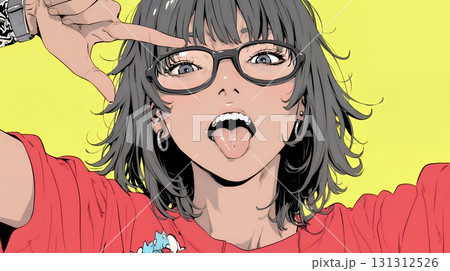 あっかんべー：舌を出して思いっきり相手を馬鹿にしている様子