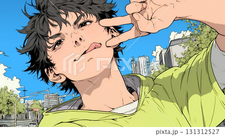 あっかんべー：舌を出して思いっきり相手を馬鹿にしている様子