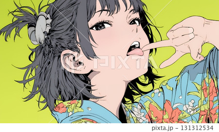 あっかんべー：舌を出して思いっきり相手を馬鹿にしている様子