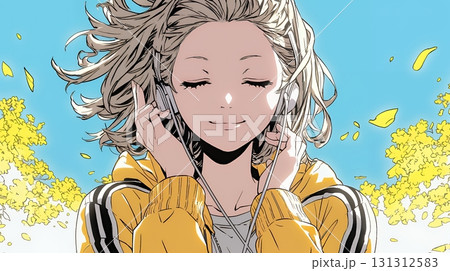 うっとりしている女性：大好きな音楽を聞いている女性