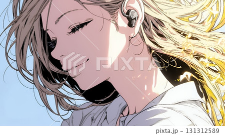 うっとりしている女性：大好きな音楽を聞いている女性 131312589