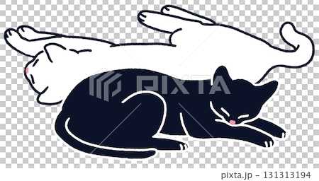 兩隻熟睡的小貓的插圖 131313194