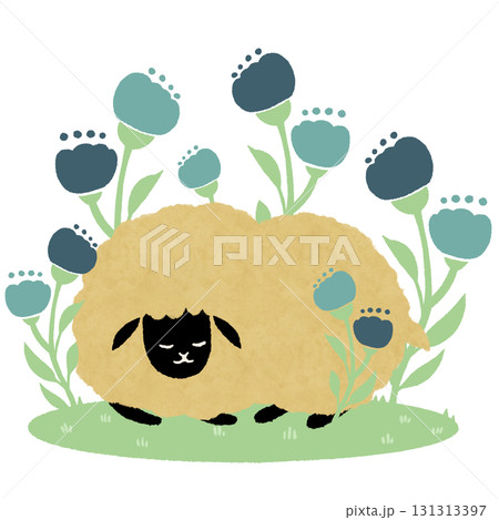 眠る羊とお花 眠る羊とお花 131313397