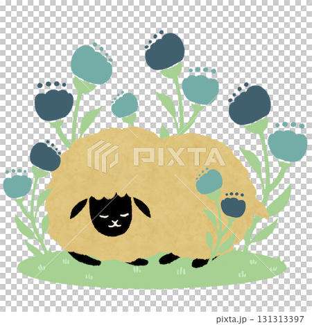 眠る羊とお花 眠る羊とお花 131313397