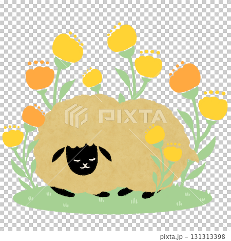 Sleeping sheep and flowers 131313398