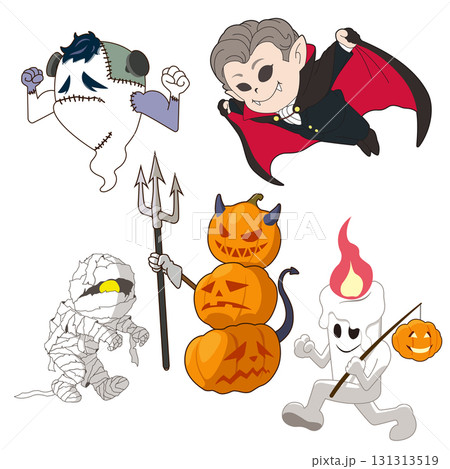 チビキャラ風ハロウィンモンスターイラスト素材集（5キャラセット） 131313519