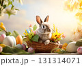 easter bunny in a basket 131314071