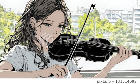 バイオリンを弾いている女性