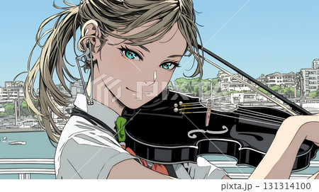 バイオリンを弾いている女性