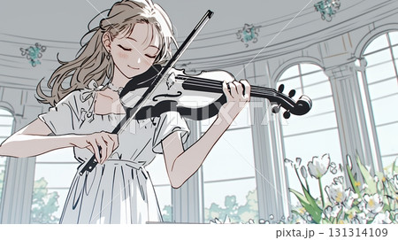 バイオリンを弾いている女性