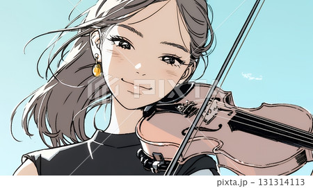 バイオリンを弾いている女性