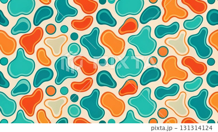 Seamless abstract minimal pattern with organic blob shapes, irregular rounded spots scattered across background background  131314124