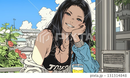 ビールを飲んでいる女性