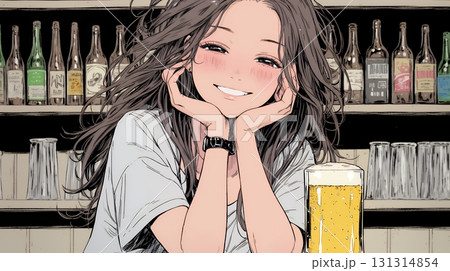 ビールを飲んでいる女性 ビールを飲んでいる女性 131314854