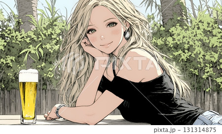 ビールを飲んでいる女性 ビールを飲んでいる女性 131314875