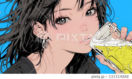 ビールを飲んでいる女性