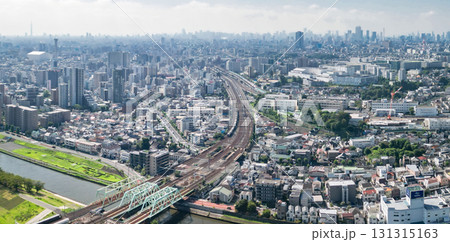 空撮「東京都」荒川上空からか赤羽方向を撮影 パノラマ 空撮「東京都」荒川上空からか赤羽方向を撮影 パノラマ 131315163