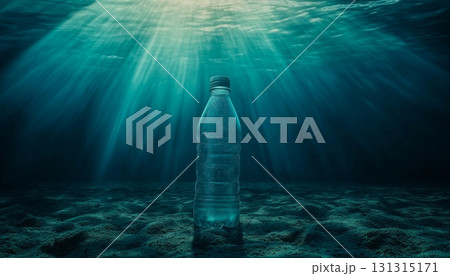 Used plastic bottle waste floats in the ocean, environmental pollution 131315171