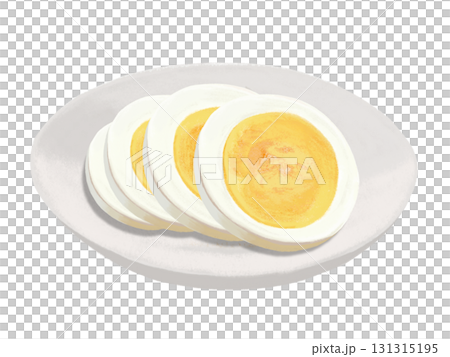 ゆで卵の輪切り4枚(固茹で)白皿 ゆで卵の輪切り4枚(固茹で)白皿 131315195