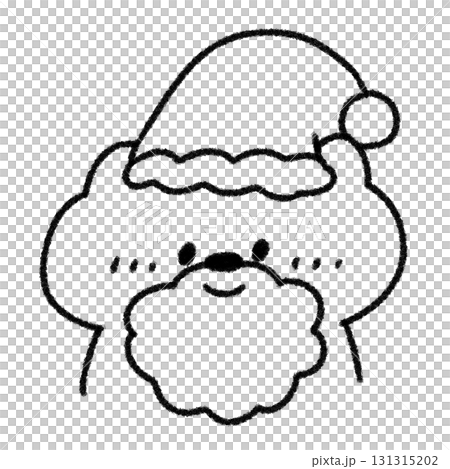 サンタクロースの帽子をかぶった笑顔のねこイラスト (モノクロ) サンタクロースの帽子をかぶった笑顔のねこイラスト (モノクロ) 131315202