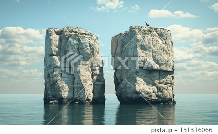 Split two rock on water beach for natural holiday destination place 131316066