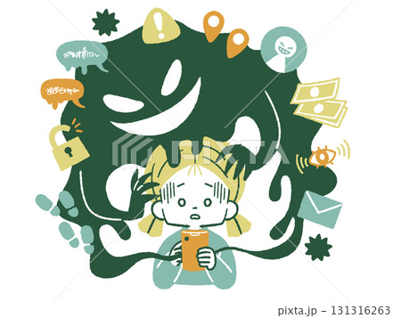 スマホトラブルに巻き込まれる女の子-4色 スマホトラブルに巻き込まれる女の子-4色 131316263