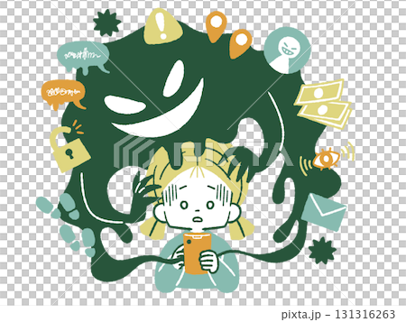 Girl caught up in smartphone trouble - 4 colors 131316263