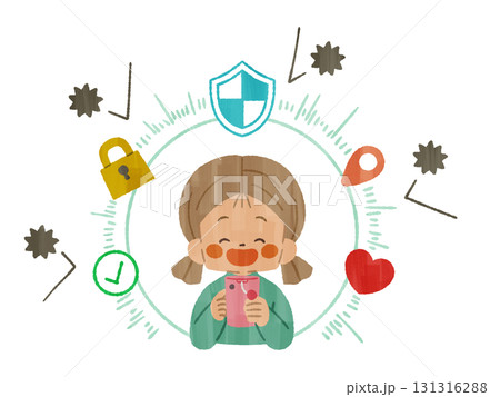 スマホのセキュリティによって保護されている女の子-ガッシュ スマホのセキュリティによって保護されている女の子-ガッシュ 131316288