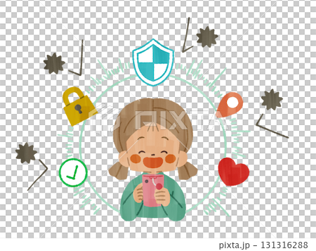 スマホのセキュリティによって保護されている女の子-ガッシュ スマホのセキュリティによって保護されている女の子-ガッシュ 131316288