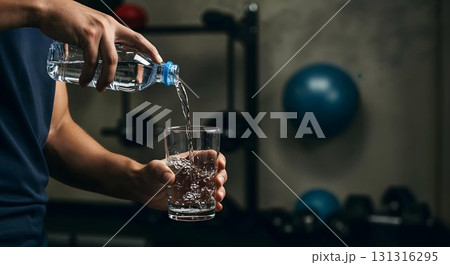 Water is being poured into a glass, highlighting self-care and healthy habits during National Wellness Month 131316295