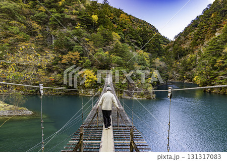 静岡県　寸又峡の夢の吊橋・秋景色 131317083