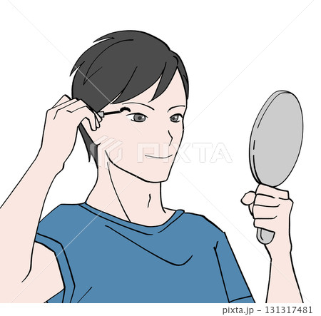 マスカラを塗る男性のイラスト 131317481