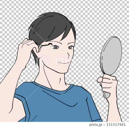 一位男士塗睫毛膏的插圖 一位男士塗睫毛膏的插圖 131317481