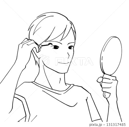 マスカラを塗る男性のイラスト 131317485
