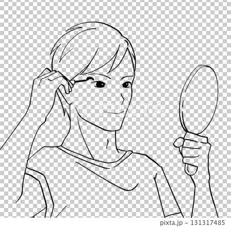 マスカラを塗る男性のイラスト 131317485