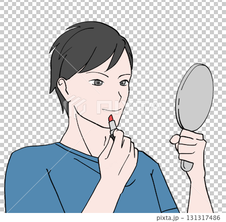 口紅を塗る男性のイラスト 131317486