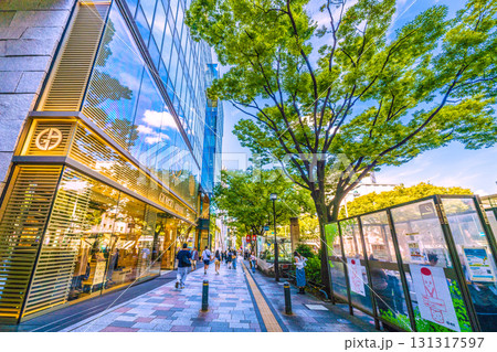 日本の東京都市景観 東京・表参道の緑溢れる並木やスモーキングエリアなどを望む 日本の東京都市景観 東京・表参道の緑溢れる並木やスモーキングエリアなどを望む 131317597