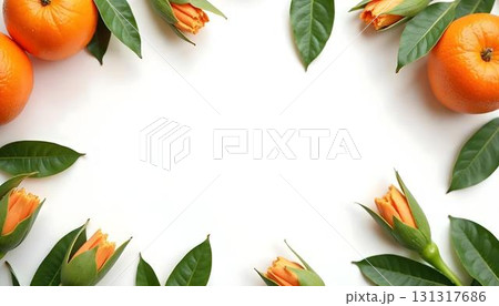 Vibrant orange flowers against a white backdrop, representing India's Independence Day 131317686