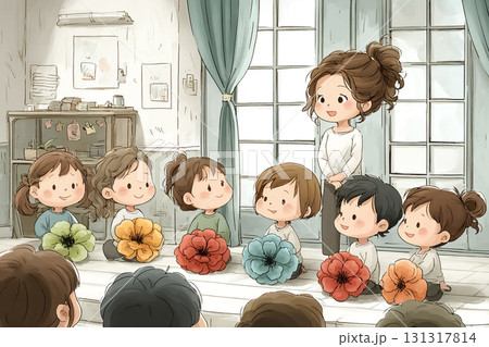 美優シリーズ：幼稚園の発表会シーン　お花の衣装 131317814