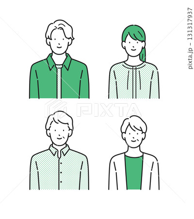 イラスト素材【介護イメージ】:シニア夫婦と若い夫婦のイラストセット イラスト素材【介護イメージ】:シニア夫婦と若い夫婦のイラストセット 131317937