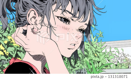 歯痛で頬を押さえている女性