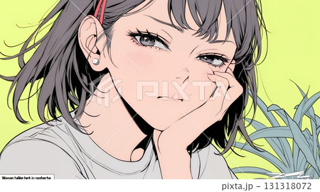 歯痛で頬を押さえている女性