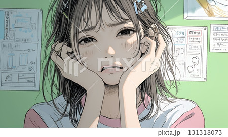 歯痛で頬を押さえている女性