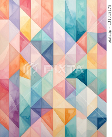 パステルカラーの柔らかな色調で構成された幾何学模様 131318178
