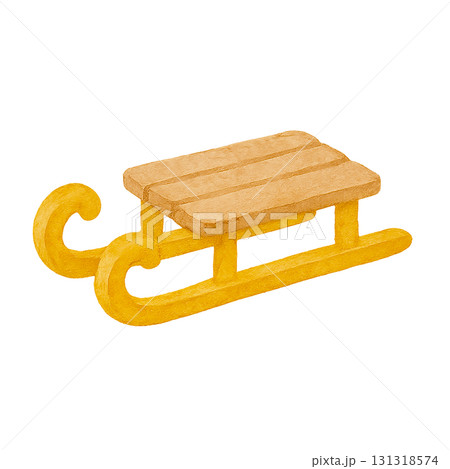 木のソリのシンプルイラスト素材｜冬・雪遊び・透過PNG 131318574