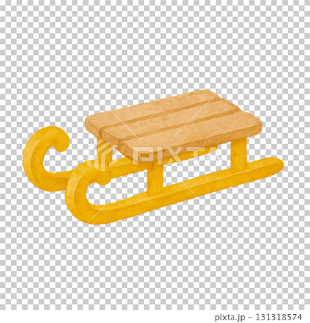 木のソリのシンプルイラスト素材｜冬・雪遊び・透過PNG 131318574